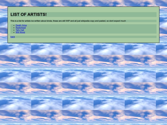 artist-list screenshot