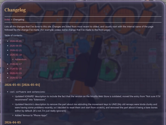 changelog screenshot