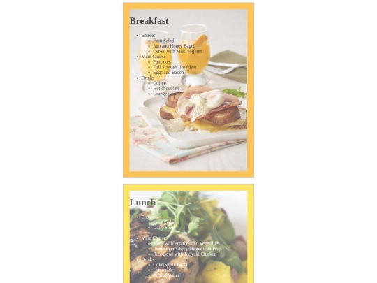 menu screenshot