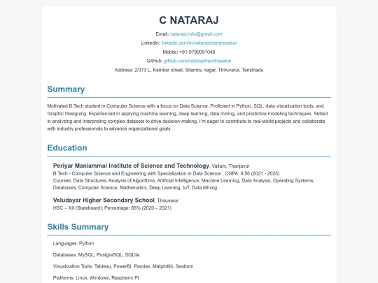 portfolio1/nataraj resume screenshot