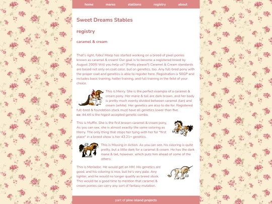collections/ponies/new/registry screenshot