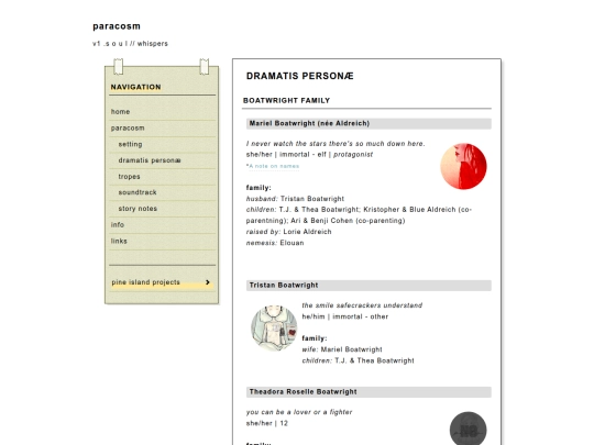 paracosm/dramatispersonae screenshot