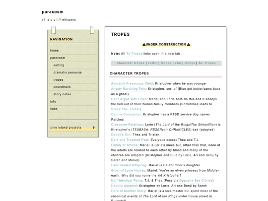 paracosm/tropes screenshot