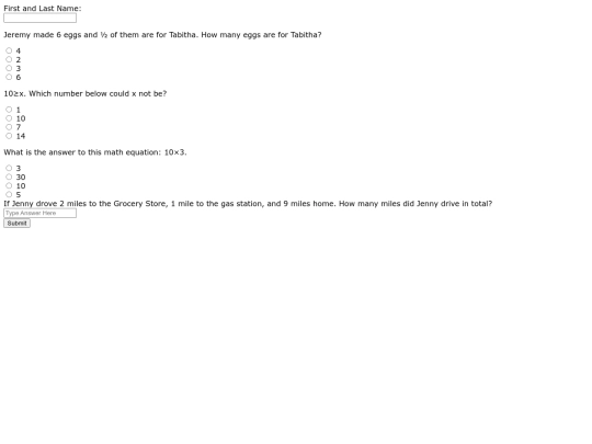 mathtestform screenshot