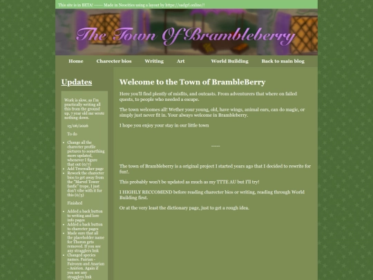 Town of brambleberry/Homepage screenshot