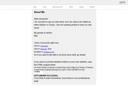 about/me screenshot