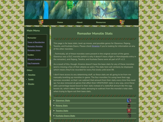 remaster-monstie-stats screenshot
