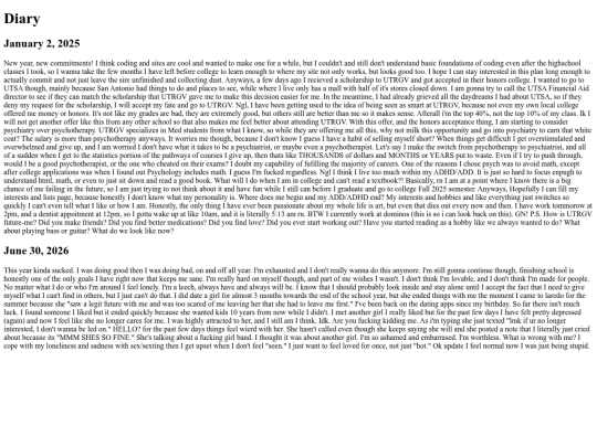 diary screenshot