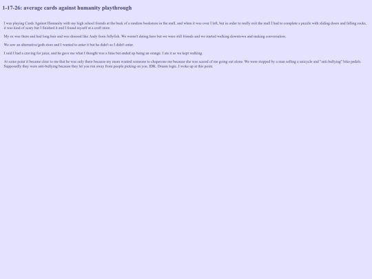 dreamjournal/cah screenshot