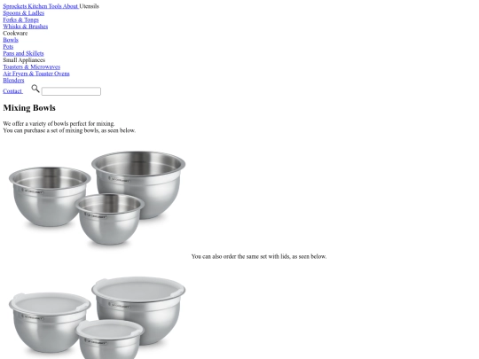 cookware/bowls screenshot