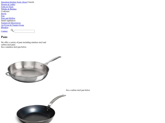 cookware/pansandskills screenshot
