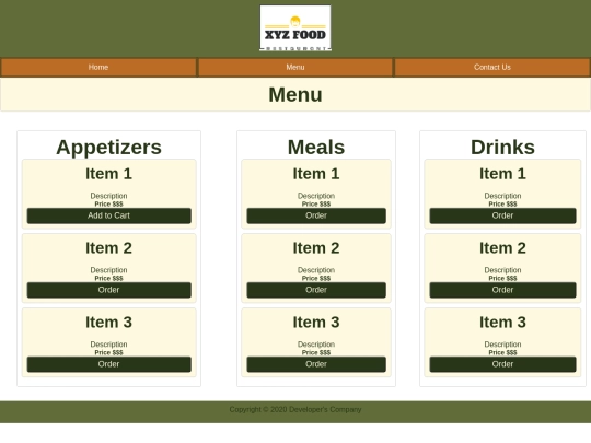 menu screenshot
