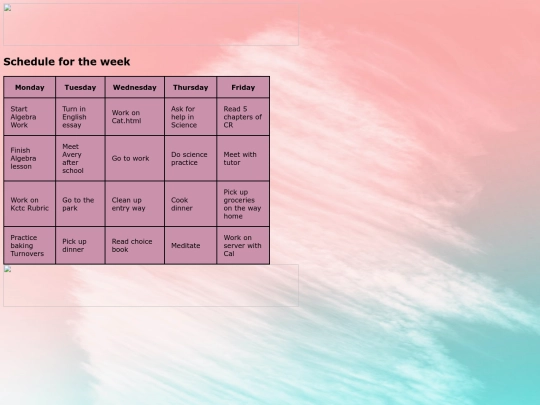 schedule screenshot