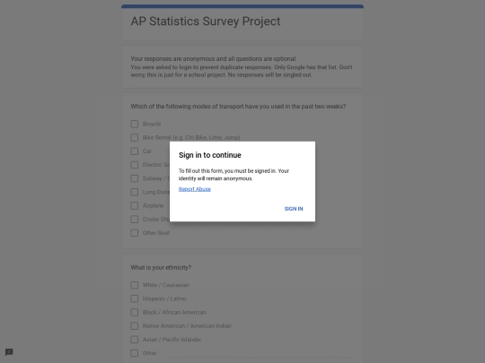 school/survey screenshot