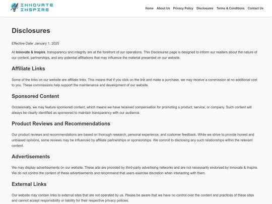 disclosures screenshot