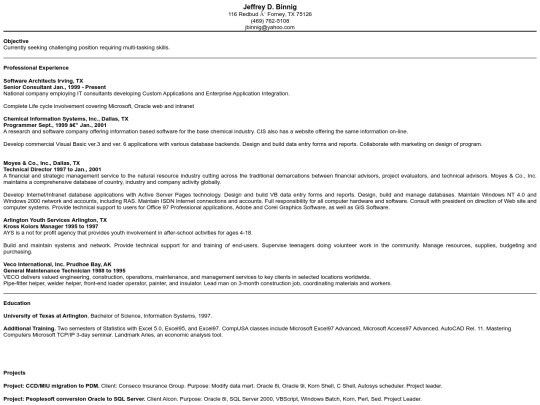 resume screenshot