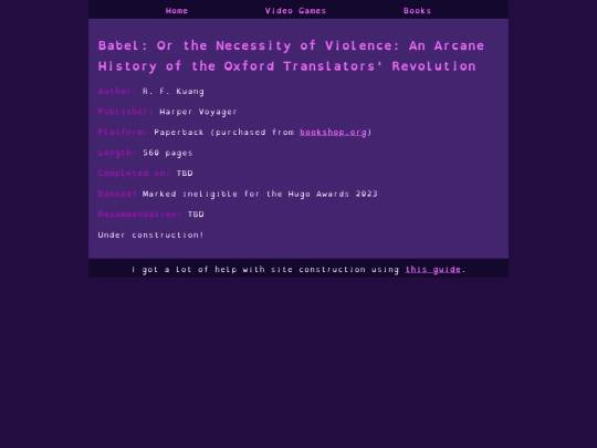 bookreviews/babel screenshot