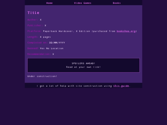 bookreviews/template screenshot