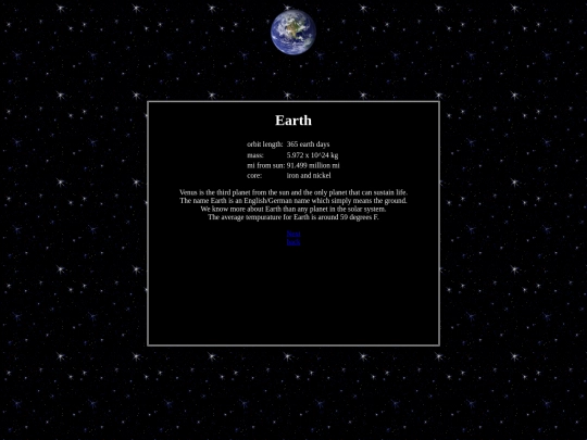 space/planets/earth screenshot