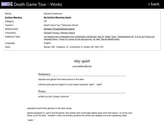 deathgametour/ao3/oneshot/stayquiet screenshot