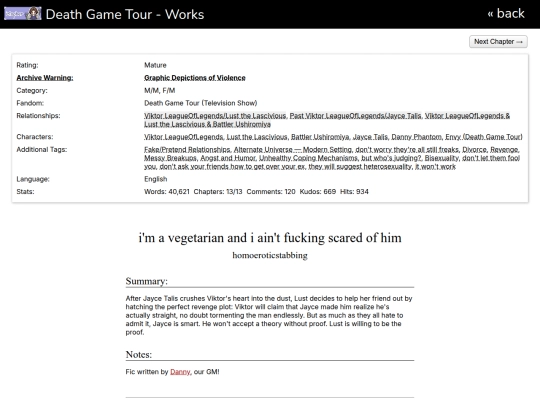deathgametour/ao3/vegetarian screenshot