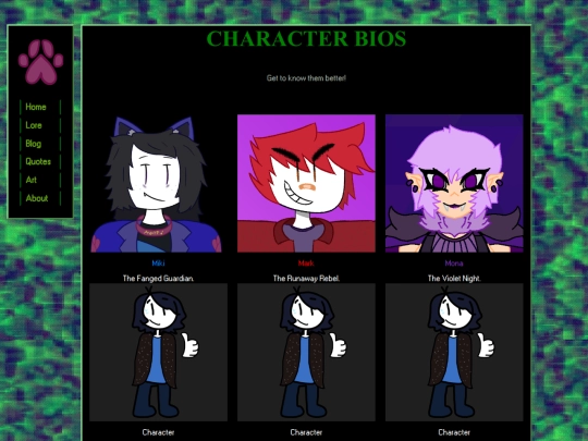 Lore/Bios screenshot