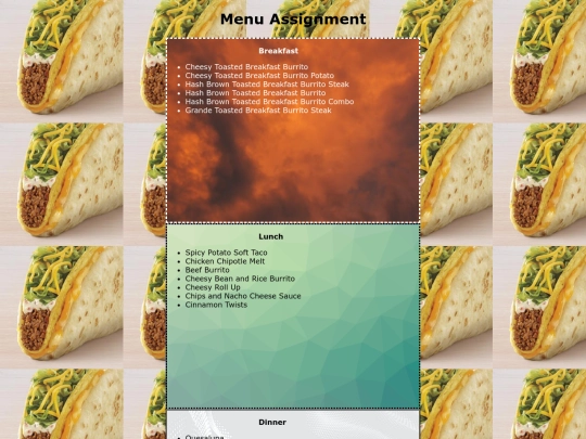menu screenshot