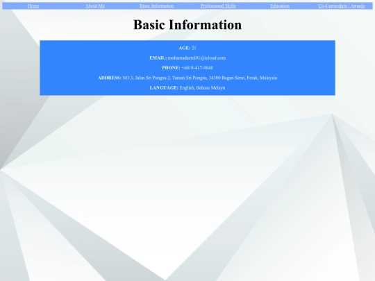 basic information screenshot