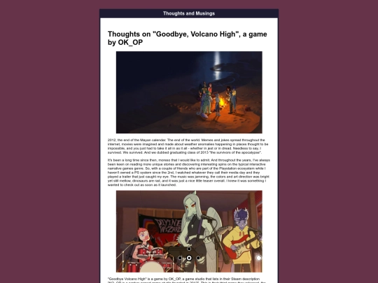 thoughtsandmusings/volcanohigh screenshot