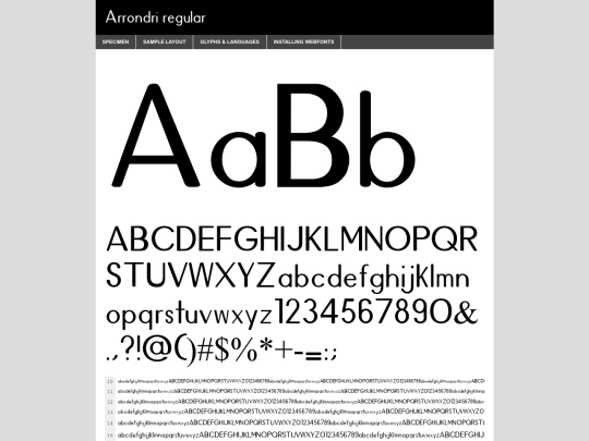 font/arrondriregular-demo screenshot