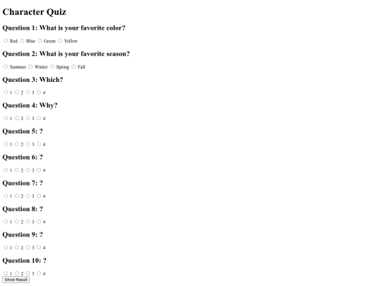test-CSS/quiz screenshot