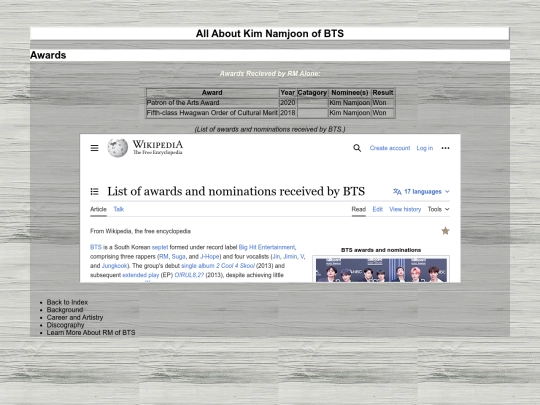Awards screenshot