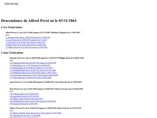 Liste descendants Alfred Perot screenshot