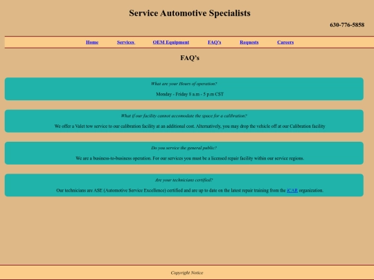 FAQ's screenshot