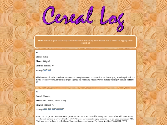 cereal-log screenshot