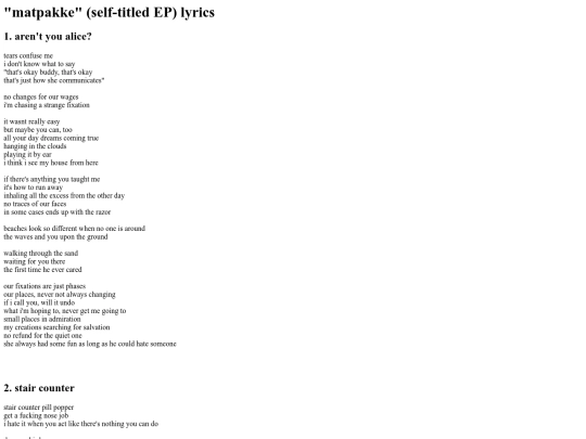 music/matpakke.ep.lyrics screenshot
