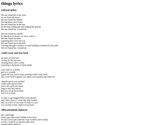 music/things.lyrics screenshot