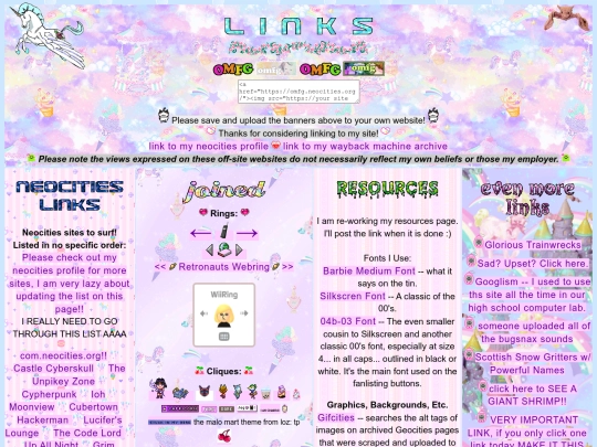 links screenshot