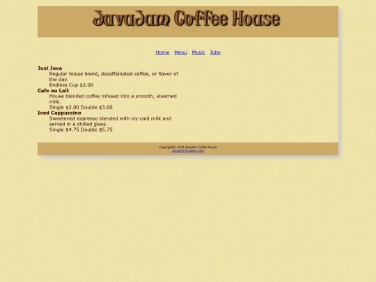 javajam4/menu screenshot