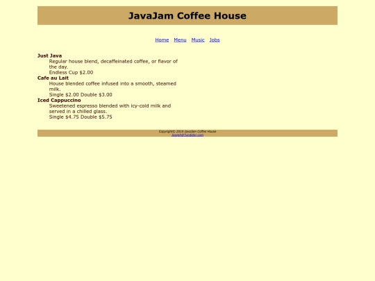 javajamcss2/menu screenshot