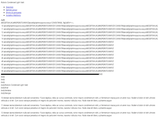 roboto/robotocondensed-lightitalic-demo screenshot