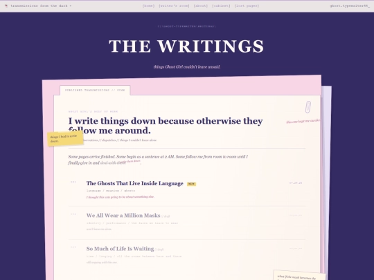 writing-archive screenshot