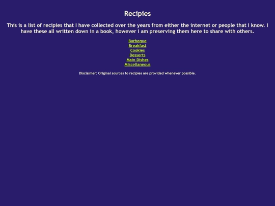 recipies/homepage screenshot
