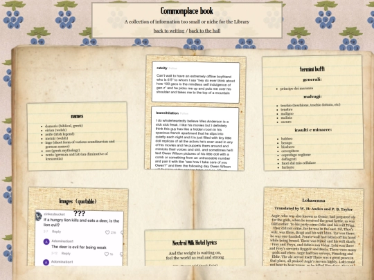 notebook/commonplace screenshot