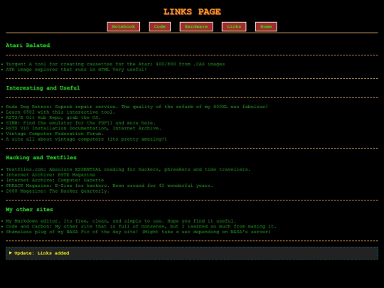 links screenshot
