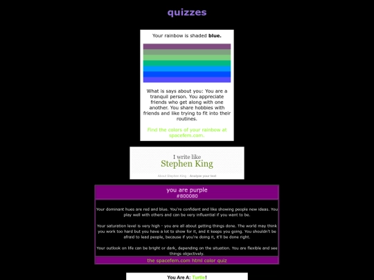 quizzes screenshot