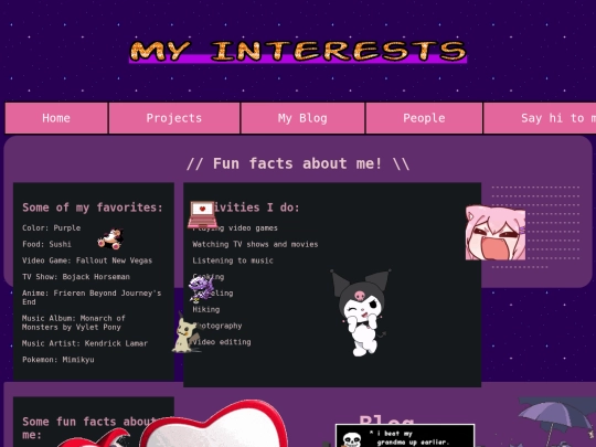 Interests screenshot