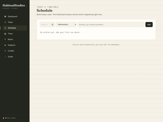 schedule screenshot