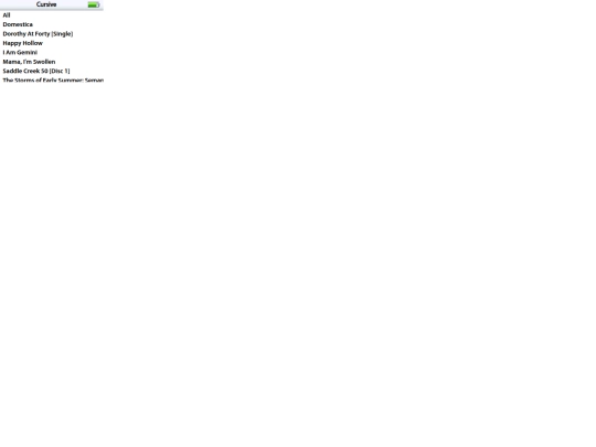 ipod/artists/cursive screenshot
