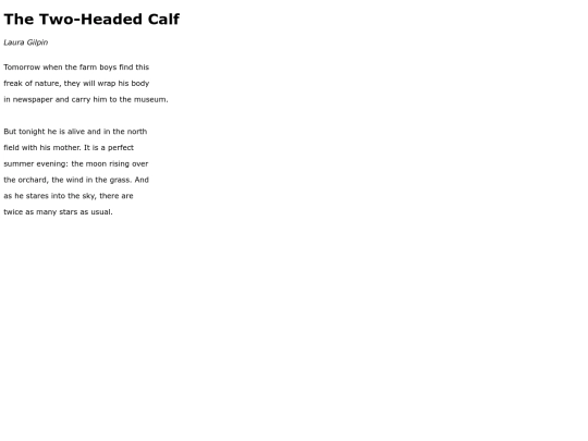 poems/thetwoheadedcalf screenshot